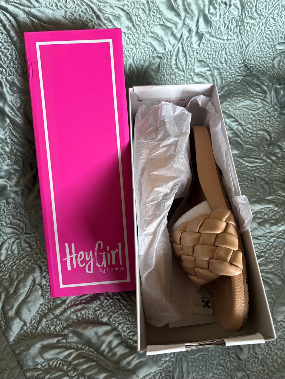 Hey Girl Woven Slide Sandal in Tan